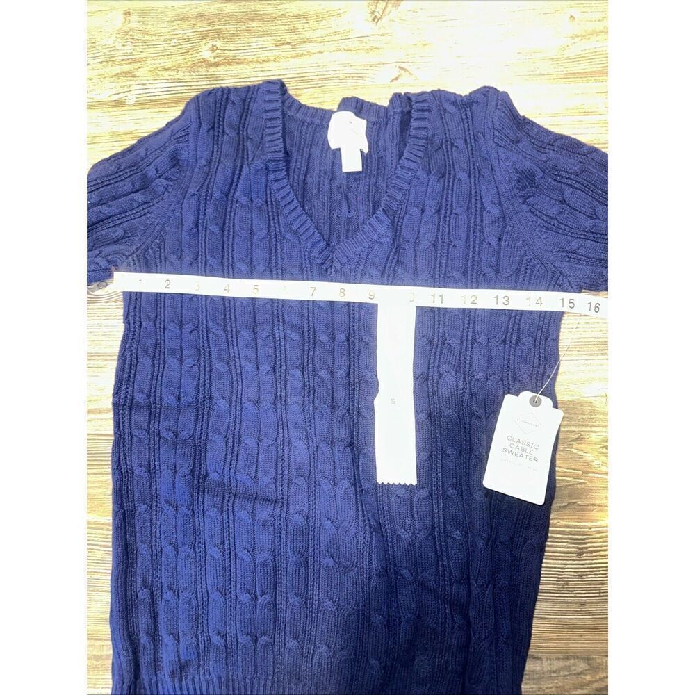 St Johns Bay Women Sweater Navy Cable Knit Long Sleeve V Neck NWT. 10 - Picture 6 of 8